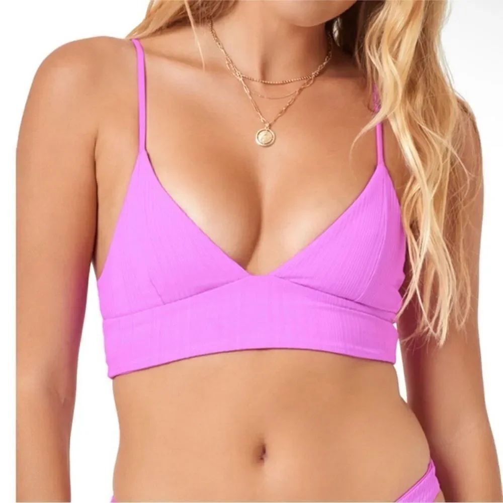 L*Space NWT Pointelle Rib Winnie Bikini Top in Fuchsia Size Small